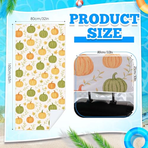 Image of Hahafelt 2 Pack Car Seat Towel Covers with Storage Bag, 63 x 32 Inch Universal Non Slip Waterproof Sweat Protector for Car Truck, Gym Swimming Running, Machine Washable (Yellow Pumpkin,Green Pumpkin)