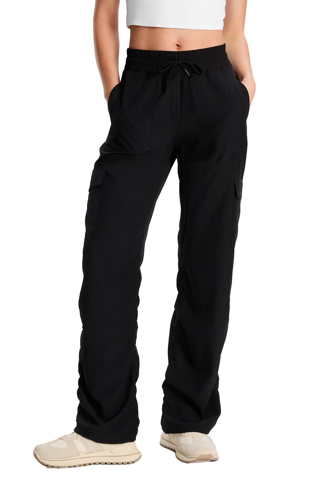 Yogipace Womens Petite Regular Tall Lightweight Dance Studio High Rise Cargo Pants with 6 Pockets Travel Hiking Casual