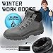 ANGRYRAM Winter Steel Toe Boots for Men Women Comfortable Warm Faux Fur Slip Resistant Snow Work Boots