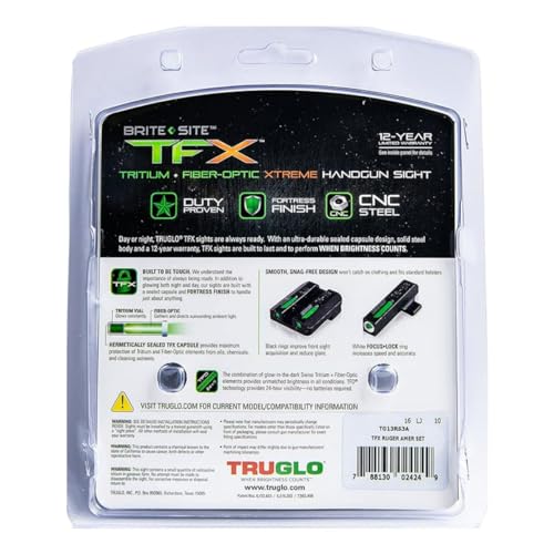 Image of TRUGLO TFX Handgun Sight | Durable Shock-Resistant Compact Brightly Glowing Tritium & Fiber-Optic Xtreme Day /Night Sight for Handguns
