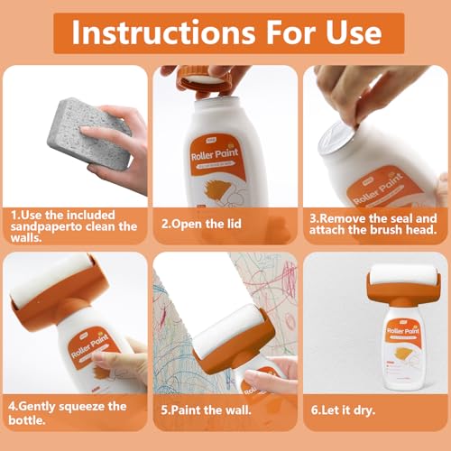 Wandreparatur RollbüRste 500g, Wandfarbe Ausbessern weiß mit wandreparaturpaste, Wand Reparatur Rollbürste, 2 in 1 Ausbesserungsfarbe Weiss, Wandreparaturroller Farbe für Kratzer,Flecken,Risse