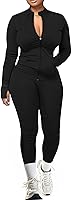 UOUA Women's 2 Piece Tracksuit Set: Long Sleeve Zip Up Jacket & High Stretch Leggings for Gym Workouts