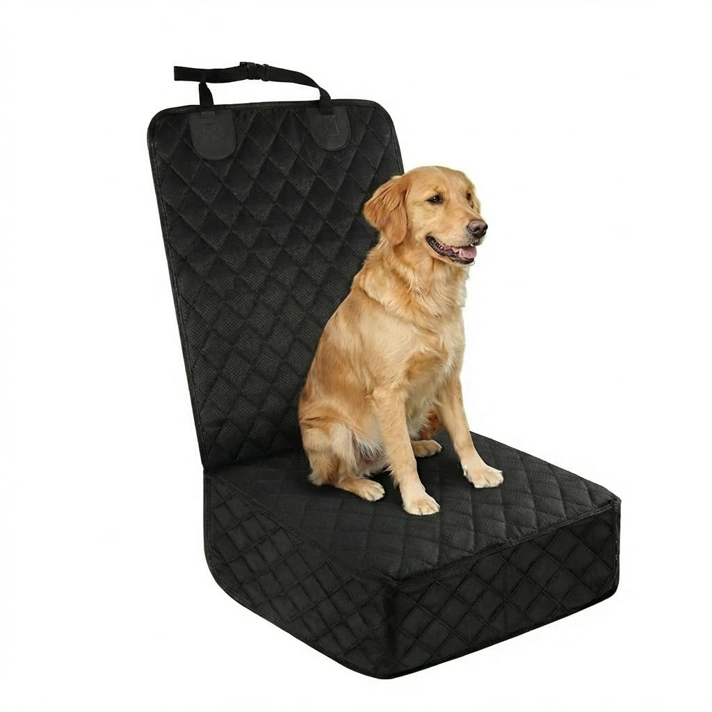 Snugcore Waterproof Front Seat Cover for Dogs, Thickened Dog Car Seat Cover with Non Slip Backing, Oxford Fabric Car Seat Protector with PP Cotton Padding and Inner Lining for Pet Travel