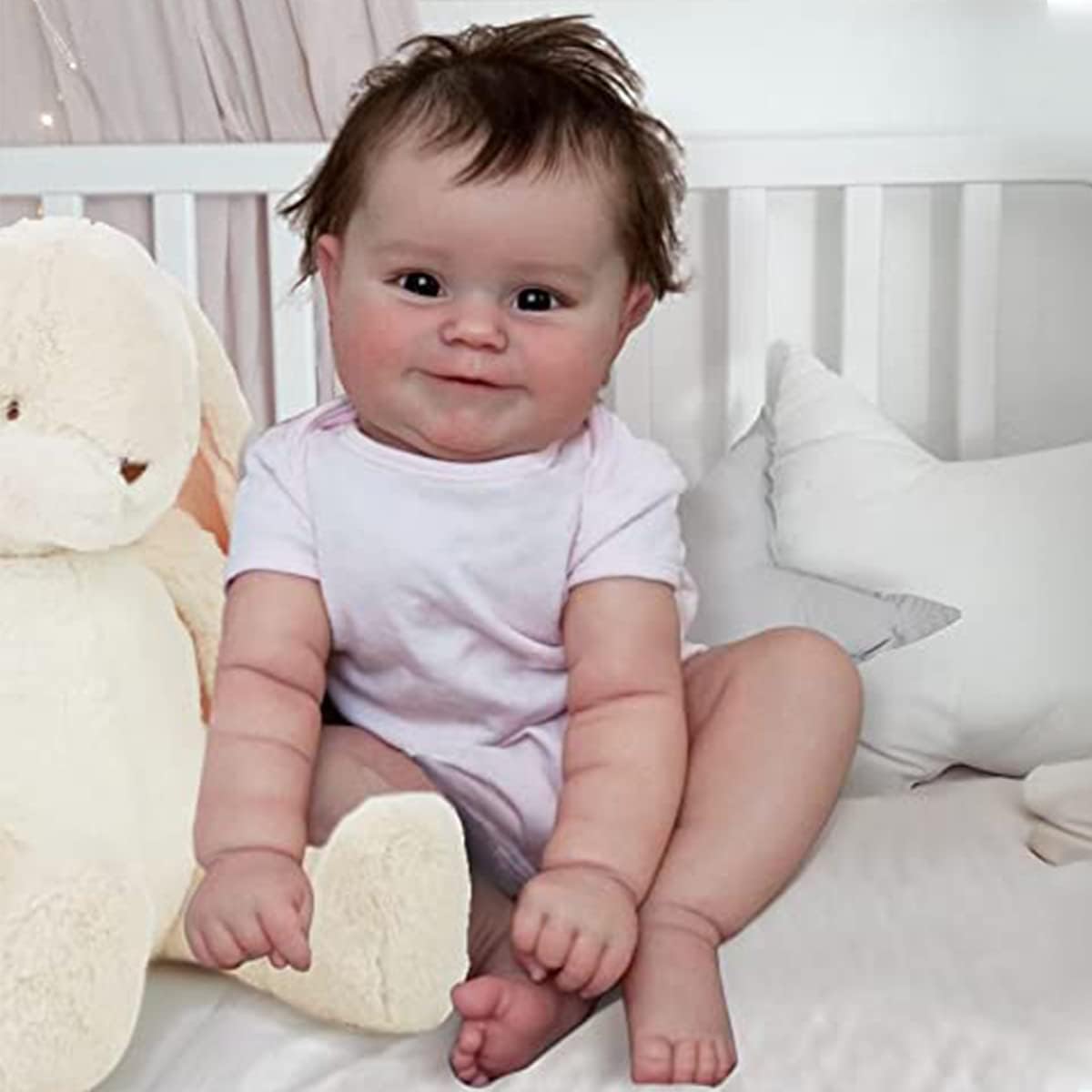 Xiashrk 20 Inches Reborn Baby Dolls, Realistic Girl Doll with Smiling, Lifelike Soft Vinyl Silicone Baby Dolls for 3+ Year Old Girls, Reborn Doll for Birthday Christmas Festival Gift