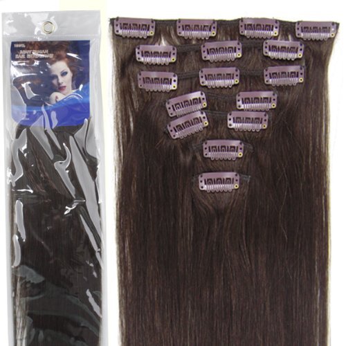 20''7pcs Fashional Clips in Remy Human Hair Extensions 24 Colors for Women Beauty Hot Sale (#02-dark brown) by lilu