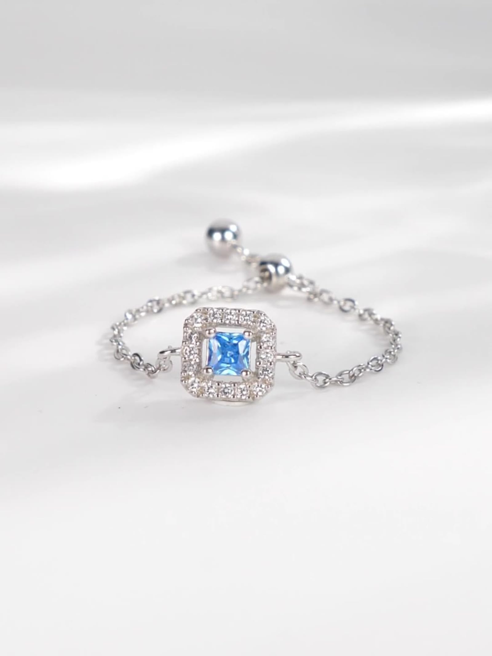 Pierścionek zaręczynowy dla kobiet, topaz i diamenty, łańcuszek Halo, obrączki ślubne 750 białe złoto, 9/14/18K białe złoto & Pt950 rozmiar 47 (15,0)-65 (20,7)
