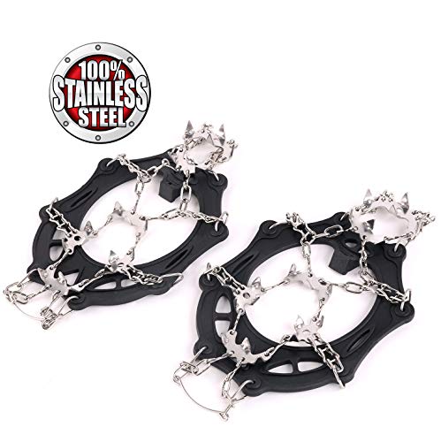 Vinqliq 19 Teeth Claws Micro Spikes Footwear Ice Traction System Crampons Non-Slip Shoes Cover for Walking, Jogging, or Hiking on Snow and Ice (19 Spikes/Black M) - Thumbnail 6