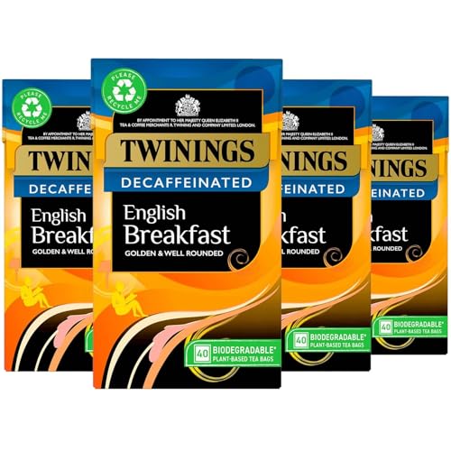 English Breakfast Decaffeinated - Té negro descafeinado - Té negro de Inglaterra, 4x 40 bolsitas de té – importado por Shestore24