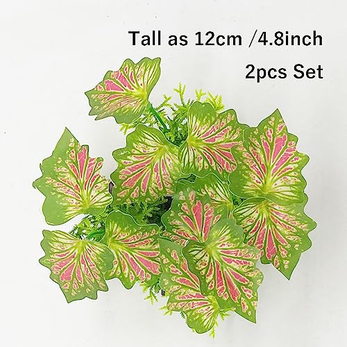 Image of Aquarium Plant Fish Tank Decoration Small Plastic Artificial Plant Goldfish Fish Hide (Rainforest Leafs-Pink-Small-Set)