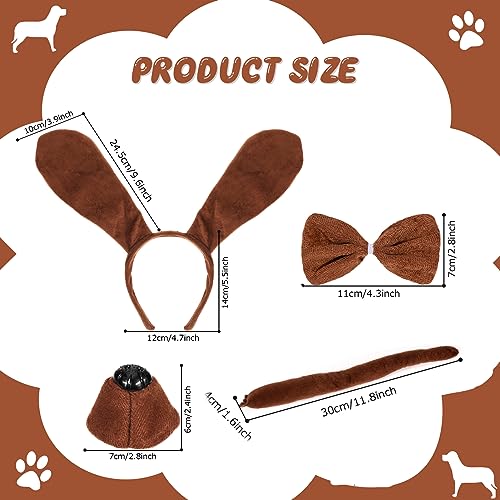Hifot 6 Stücke Tier Welpen Hund Kostüm Set Tutu Rock,Welpen Hund Stirnband Ohren, Fliege, Schwanz,Fliege,Gefälscht Nase Tierkostüm für Erwachsene Kinder Party Dekoration Zubehör