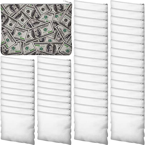 Image of Frienda 100 Pcs Sublimation Blank Canvas Makeup Bags Bulk DIY Heat Transfer Canvas Pen Case Pencil Cosmetic Makeup Bags Clear Sublimation Blank Pouch with Zipper (7.87 x 5.7 Inch,White)