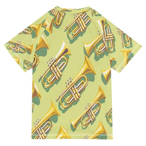 Boys Short Sleeve T-Shirts Trumpet Dance Music Rashguard Kids Swim Shirts Sun UPF 50+ Multicoloured2