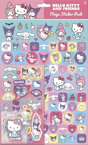 Hello Kitty and Friends Mega Lot d'autocollants | Trois types d'autocollants (plus de 110 autocollants) | Unisexe, à partir de 3 ans | Cadeaux d'anniversaire, cadeaux...