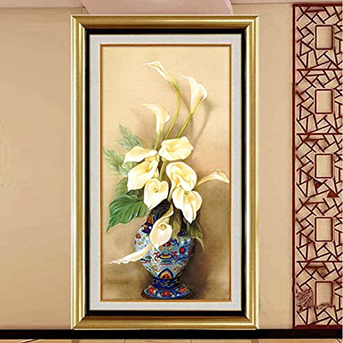 Diamond Painting Point de Croix Fleurs Blanches 40x100cm Peinture Strass Broderie