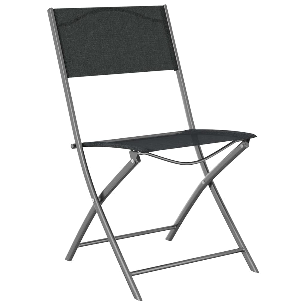 vidaXL 2X Sillas de Jardín Plegables Butaca Asiento Patio Terraza Balcón Cesped Playa Piscina Exterior Muebles Acero y Textilene Negro