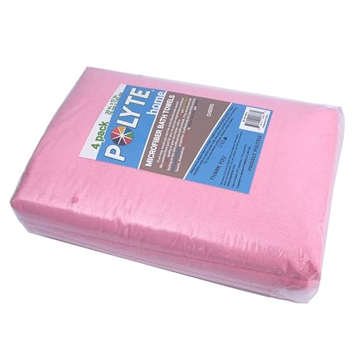 Polyte Microfiber Quick Dry Lint Free Bath Towel, 57 X 30 In, Pack Of 4 (Pink) #TOP5