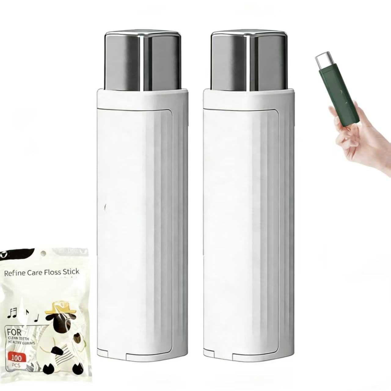 Portable Floss Dispenser, White, 2 Pcs