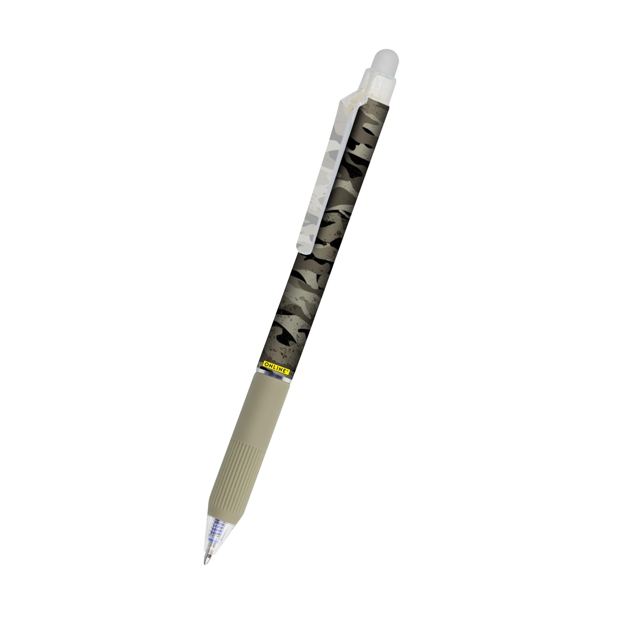 Online magiXX erasable pen Camouflage I Gel pen with eraser I Rub out ballpoint pen with gel refill blue, refillable, medium tip I Rollerball pen for kids, adults, school