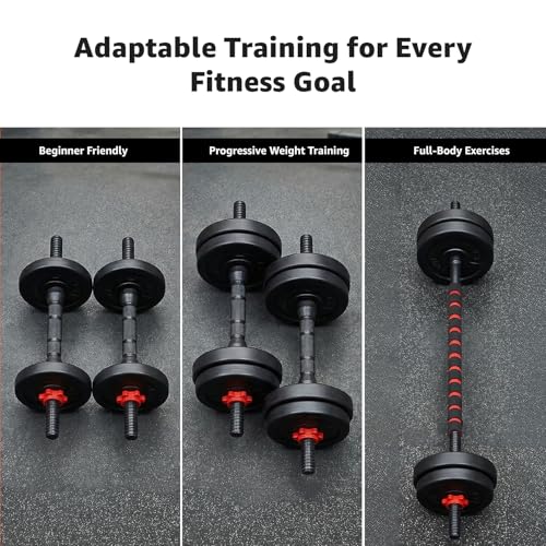 Image of Amazon Brand - Symactive PVC 3-in-1 Convertible Dumbbells Set