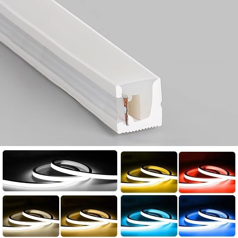 KD-TEC 24V 16.4ft Silicone LED Channel System Include LED Strip Light Waterproof Tube (White, 16mm*16mm Top Lighting)