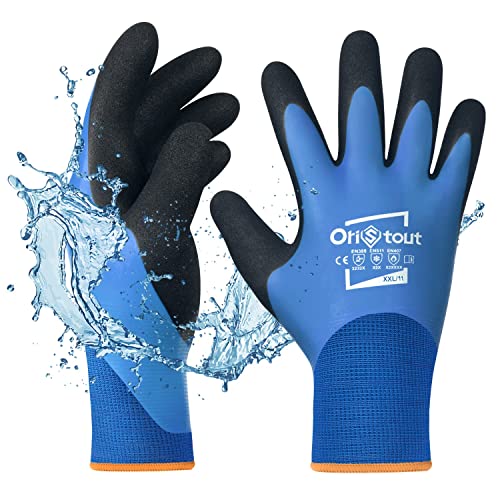 OriStout Thermal Work Gloves for Cold Weather Waterproof Winter Gloves, Touchscreen, Super Grip, for Gardening Fishing