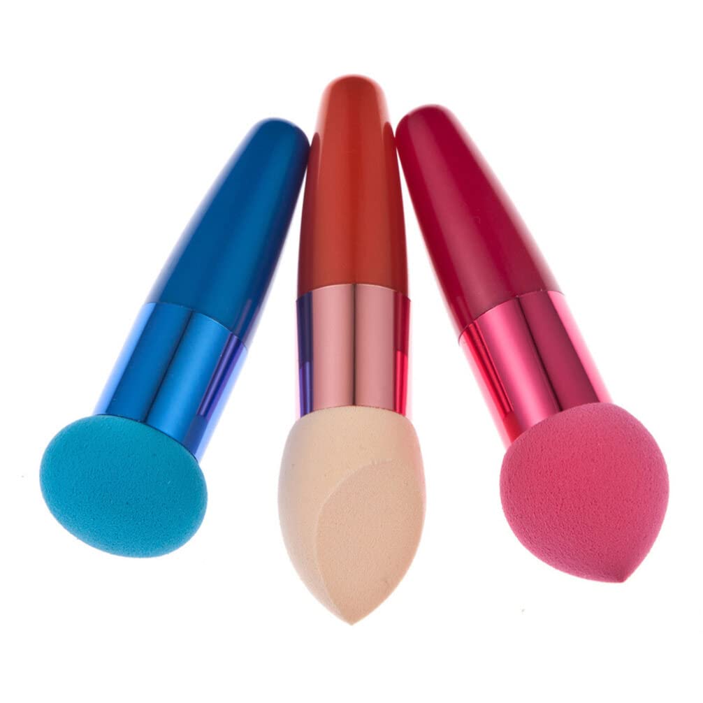 Frcolor 3pc Women Sponge Lollipop Foundation Brush Concealer Make-Up Sponge Brush, As Shown, 3 count (Pack of 1) - Image 3
