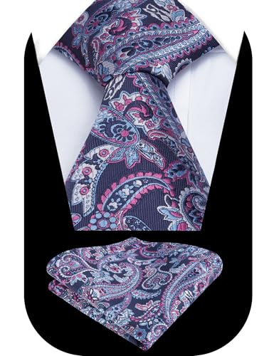 Image of Alizeal Mens 3.15'' Vintage Paisley Tie Pocket Square Set