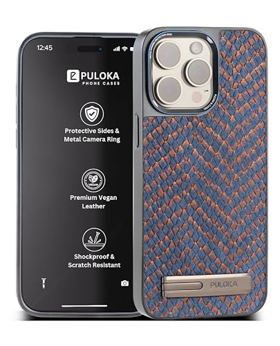 Image of PULOKA for iPhone 14 PRO Case, Back Cover with Kickstand & Metal Camera Ring & 360 Military-Grade Protection, | Ultra Hybrid Slim Case (Blue, iPhone 14 Pro)