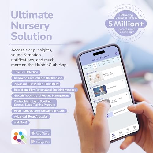 Image of HUBBLE CONNECTED GoBaby - 2K HD Baby Monitor Camera w /Advanced Monitoring, Covered Face & Rollover Detection, True Cry Alerts, Sleep Training & Smart Soother - w /Flexible Mount