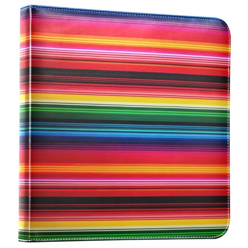 Álbum de Fotos Self Adhesive DIY Scrapbook con Rayas Coloridas Estilo Manta Mexicana, Encuadernado de 3 Anillos, 40 Páginas, 8x10 para Memorias miniatura 1