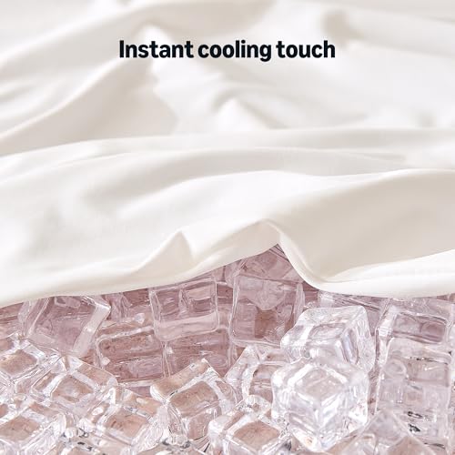 Image of Amazon Basics Cooling Sheets, 4-Piece Bed Sheet Set for Summer, Soft and Breathable for Hot Sleepers, Bedding with 1 Deep Pocket Fitted Sheet, 1 Flat Sheet, and 2 Pillowcases, King, White