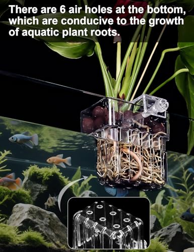 Image of 2 Pack Clear Aquarium Plant Holder Top Hanging Fish Tank Plant Holders Fits up to 0.8in Tank Edges, Aquarium Decor