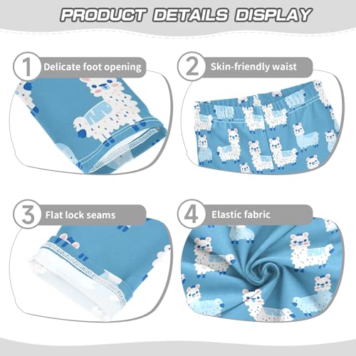 Alpaca Blue Background 1 Girls Leggings Athletic Pants Tights Stretch Bottom3