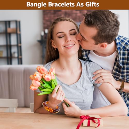 7 Pcs Acrylic Resin Chunky Bangle Bracelets, Women Bangles Chunky Bracelets Resin Bangle Acrylic Bangles for Women Jewelry Gift 5