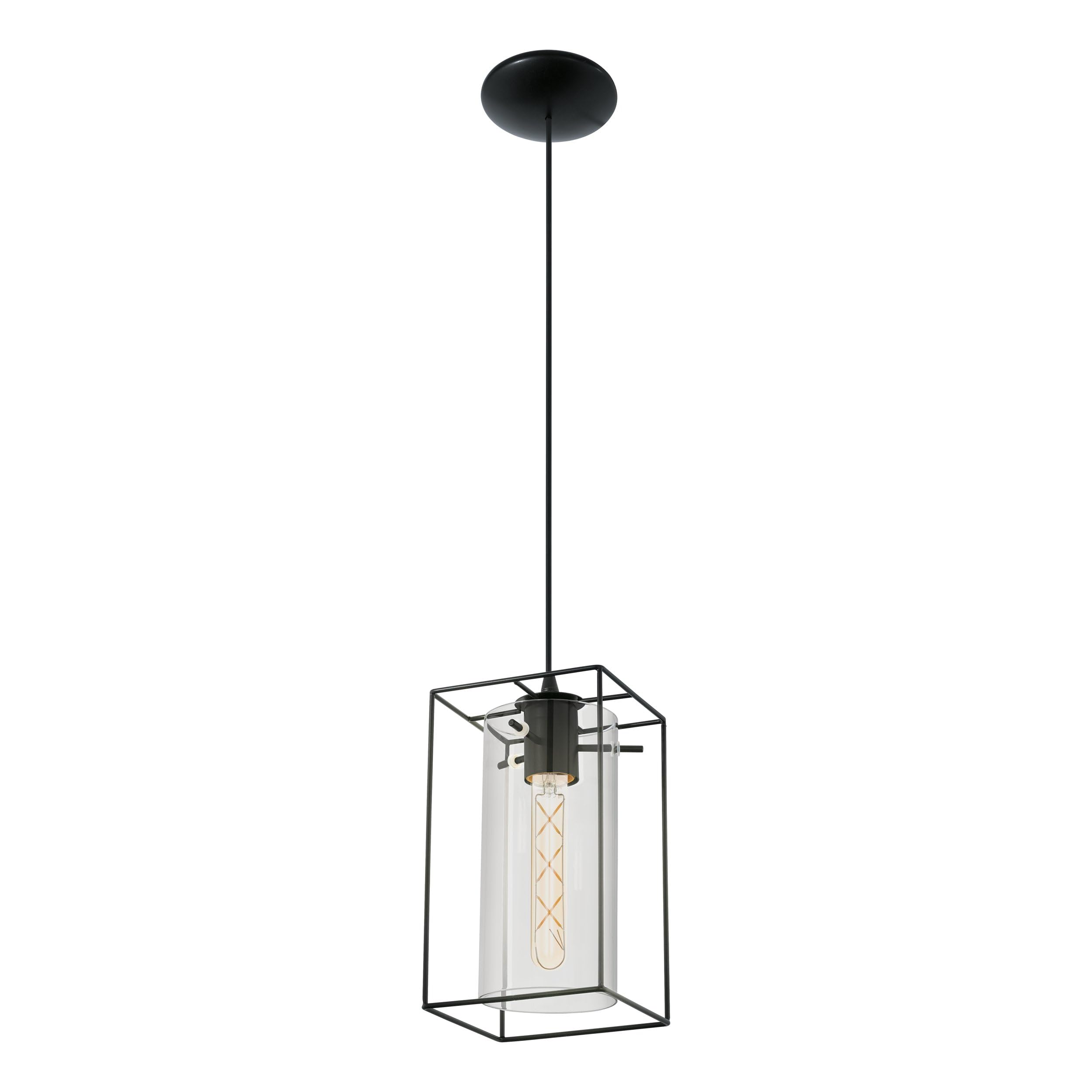 Eglo Black Pendant Lamp Loncino, 1-Light Vintage Hanging Lamp, Steel Construction