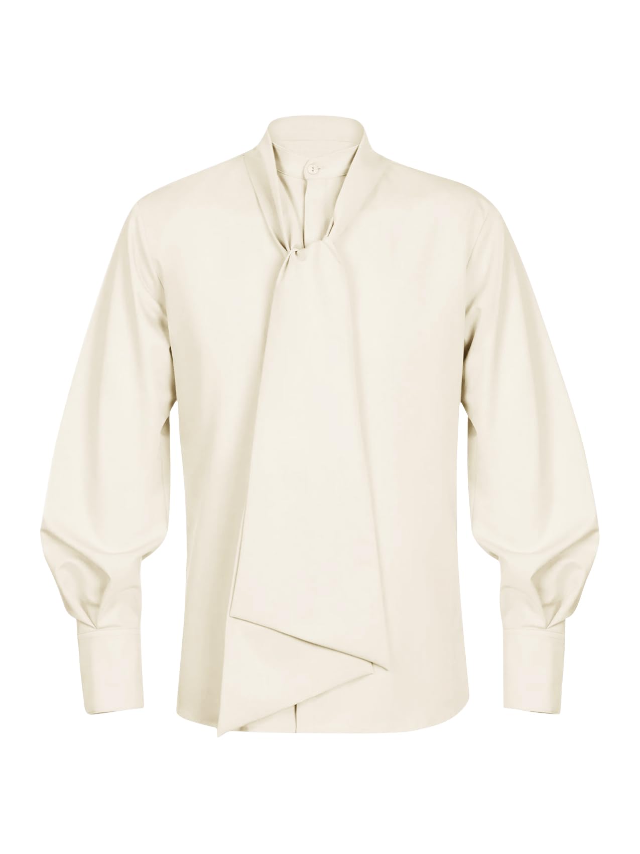 BbalizkoMens Long Sleeve Button Down Tuxedo Shirts Casual Banded Collar Prom Wedding Party Shirt with Tie