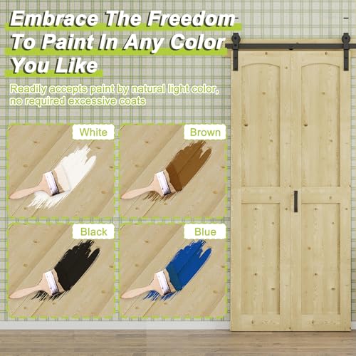 Puerta Granero Plegable 40" x 84" con Herrajes Kit de 44" Incluido, Paneles Preensamblados de Madera de Pino sin Acabado, Resistente a Rayaduras para Clósets miniatura 7