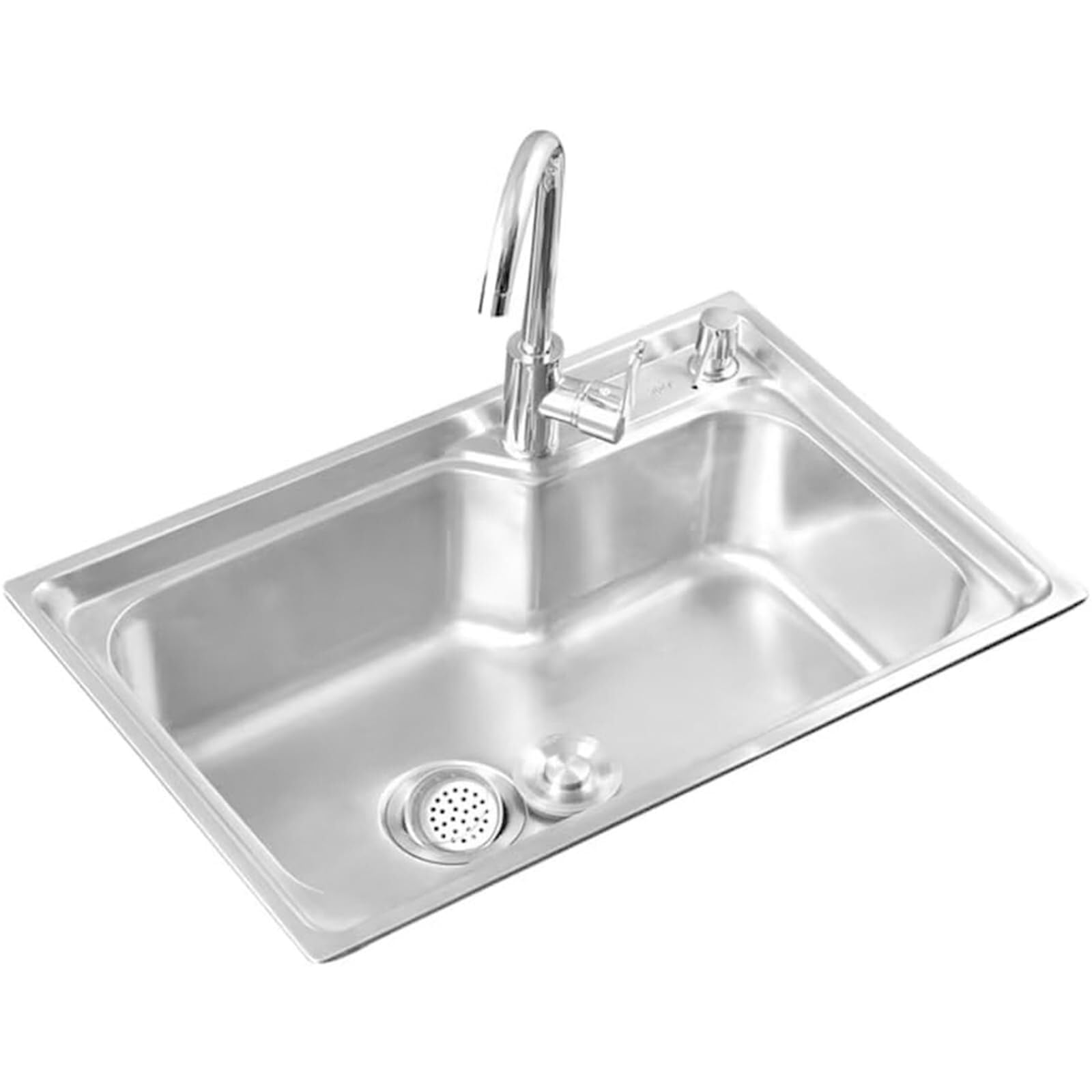 Évier de cuisine simple avec drainage rapide et grand bac inox