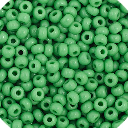 Czech Glass Seed Beads 11/0 (2.1mm Diameter) Opaque Medium Green DIY Jewelry Making Beadss - 250g Bulk Bag by Preciosa (Jablonex)