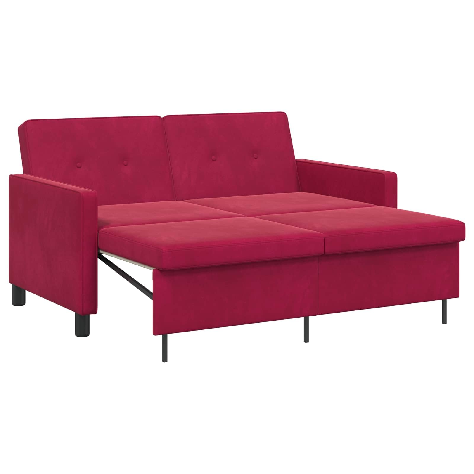 Sofá cama de tela de 2 plazas reclinable y sofá plegable color rojo vino