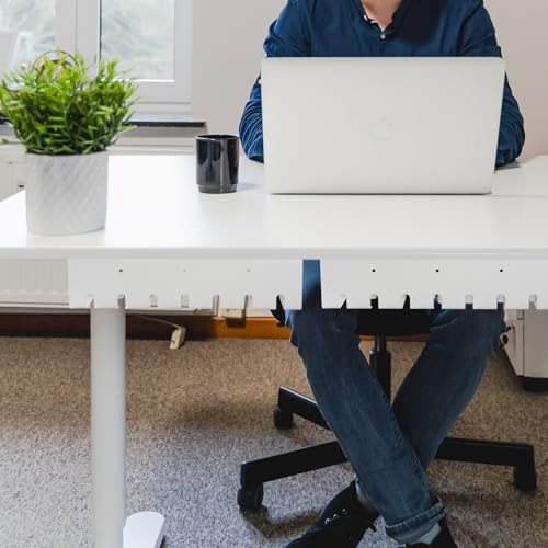 Under Desk Cable Management, 2 Pack 17\" Cable Tray Organizer, No Drill or Screw Mount, Standing Desk Cable Management, Cord Organizer, White
