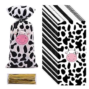 Rainmae 100 Pcs Cow Print Treat Bags Cow Cellophane Candy Bags Plastic Goodie Storage Bags Farm Animal Theme Goodie Party Gift Bags for Baby Shower Barnyard Cowboy Cowgirl Farmhouse Themed Birthday Rainmae 100 Pcs Cow Print Treat Bags Cow Cellophane Candy Bags Plastic Goodie Storage Bags Farm Animal Theme Goodie Party Gift Bags for Baby Shower Barnyard Cowboy Cowgirl Farmhouse Themed Birthday