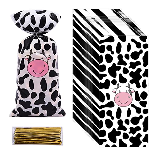 Rainmae-100-Pcs-Cow-Print-Treat-Bags-Cow-Cellophane-Candy-Bags-Plastic-Goodie-Storage-Bags-Farm-Animal-Theme-Goodie-Party-Gift-Bags-for-Baby-Shower-Barnyard-Cowboy-Cowgirl-Farmhouse-Themed-Birthday Rainmae 100 Pcs Cow Print Treat Bags Cow Cellophane Candy Bags Plastic Goodie Storage Bags Farm Animal Theme Goodie Party Gift Bags for Baby Shower Barnyard Cowboy Cowgirl Farmhouse Themed Birthday