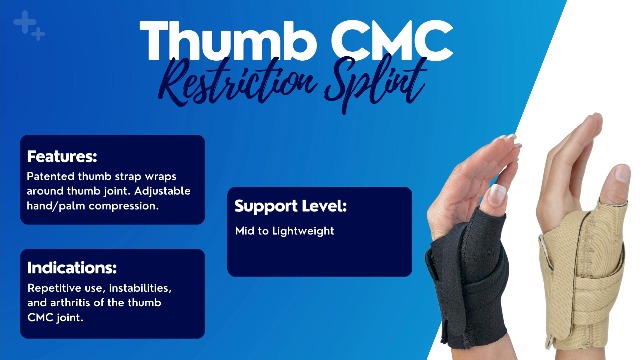 Image of Comfort Cool Wrist Brace with Thumb Support - CMC Restriction Splint for Arthritis & Tendinitis Relief - Black, Right Hand, Large (8 to 9 inches)