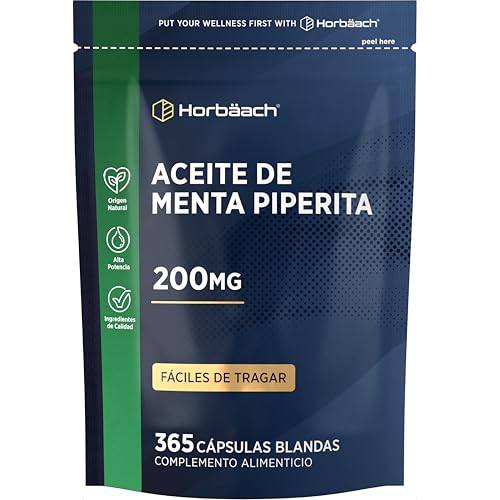 Aceite de Menta Piperita Cápsulas 200mg | 365 Cápsulas Blandas | Peppermint Oil | Horbaach