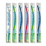 Preserve Toothbrushes with Travel Case, Medium Bristles, (Pack of 6) (Colors Vary)