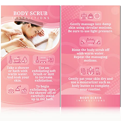 Havongki - 100 pack - 2 x 3.5" Premium Body Scrub Instructions Cards Care Supplies for Handmade Maker - BS02A100_N