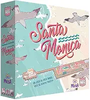 Jogo de tabuleiro Santa Monica, construa sua praia, atraia turistas, construção de cidades, maiores de 14 anos, 2-4 jogadores, 30-45 min Vem pra Mesa