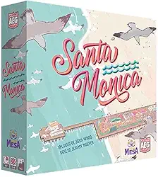 Jogo de tabuleiro Santa Monica, construa sua praia, atraia turistas, construção de cidades, maiores de 14 anos, 2-4 jogadores, 30-45 min Vem pra Mesa