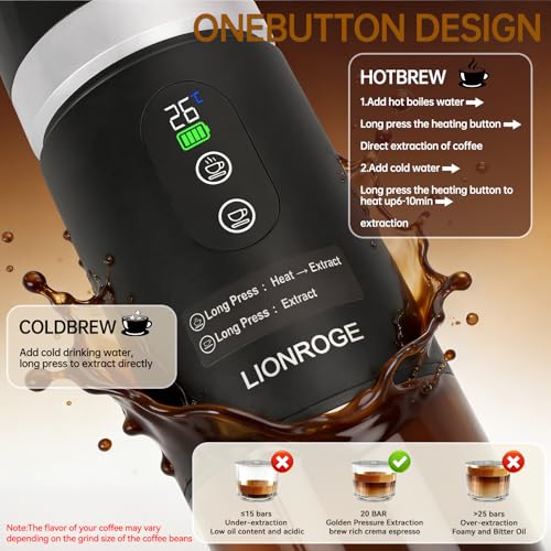 Image of Portable Electric Espresso Machine with Removeable Battery, Mini Travel Coffee Maker, 3-in-1 Car Coffee Maker Self-Heating with USB-C for RV Hiking Office Camping (Ground Coffee & Capsule Compatible)